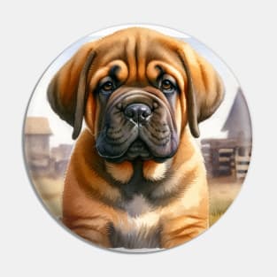 Watercolor Mastiff Puppies Painting - Cute Puppy Pin