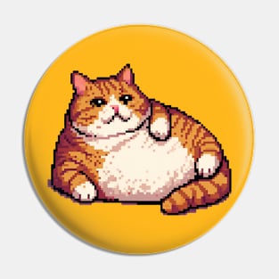 Orange fat cat meme pixel art Pin