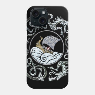 Viking ship surrounded by dragons Phone Case