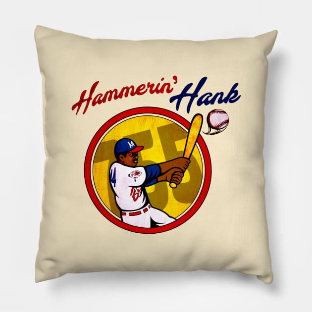 Hammerin' Hank Aaron • The Milwaukee Hammer Pillow by The MKE Rhine Maiden