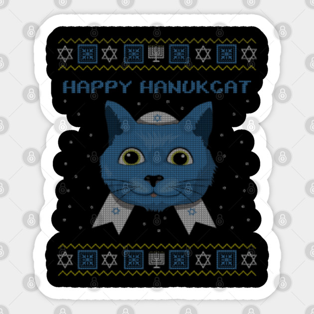 Kawaii Hanukcat Cat Menorah Happy Hanukkah 2021 - Hanukkah - Sticker