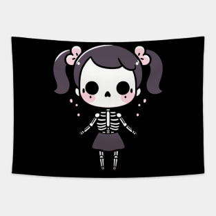 Cute Skeleton Girl Design | Skeleton in Kawaii Style | Halloween for Girls Tapestry