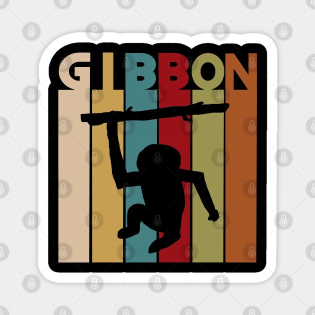 Gibbon stripe monkey animal lover design retro Magnet by FindYourFavouriteDesign