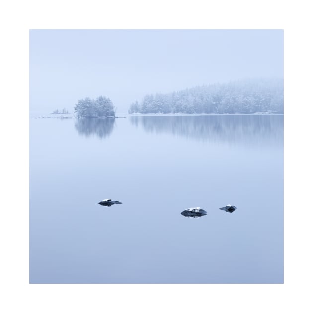 Foggy calm lake scape by Juhku