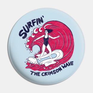 Surfin' the Crimson Wave Pin