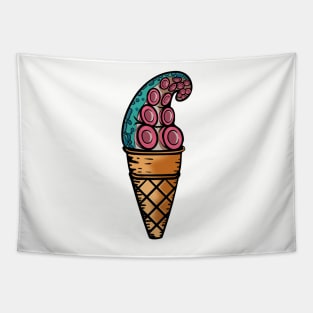 Tentacle octopus arm in ice cream cone. Tapestry