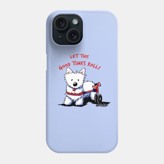 KiniArt Westie On Wheels Phone Case by KiniArt