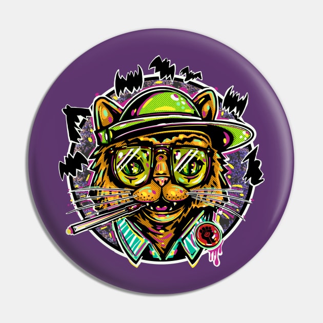 Hunter Thompson Cat Pin by BradLeiby