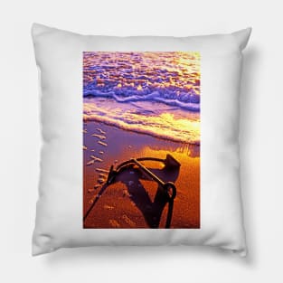 Ships anchor on beach Pillow