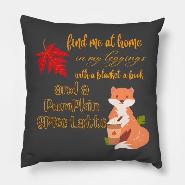 Cosy autumn/fall days with a pumpkin spice latte. Pillow by Hamstersatwork