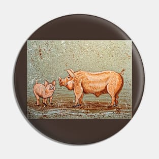 Pigs playing in the mud Pin