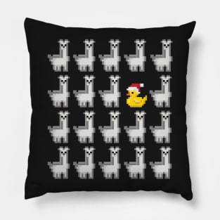 Christmas Duck among Llamas Pillow