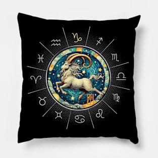 ZODIAC Capricorn - Astrological CAPRICORN - CAPRICORN - ZODIAC sign - Van Gogh style - 11 Pillow