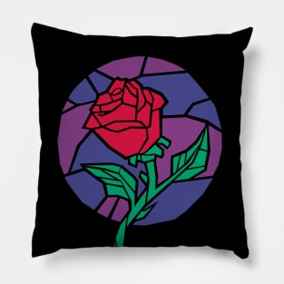 Stained Glass Rose Purple Pillow