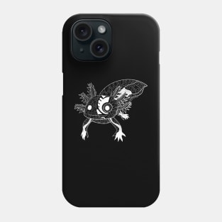 axolotl in black magical glitch in ecopop pattern mandala Phone Case