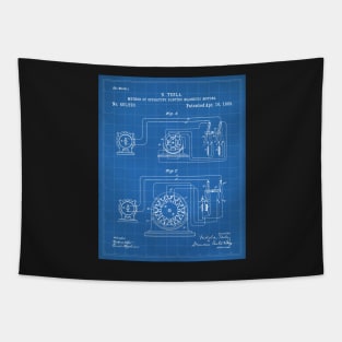 Motor Patent - Engineer Inventor Makers Workshop Art - Blueprint Tapestry