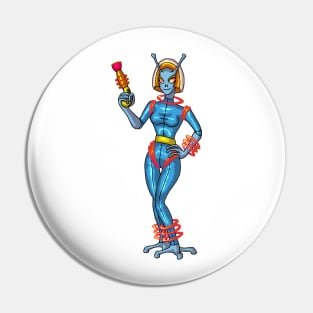 Alien Woman with Ray Gun MONSTER GIRLS Series I Pin