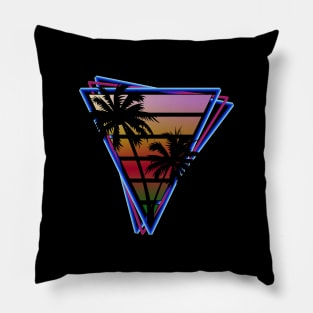 Synthwave style palm tree sunset rust Pillow