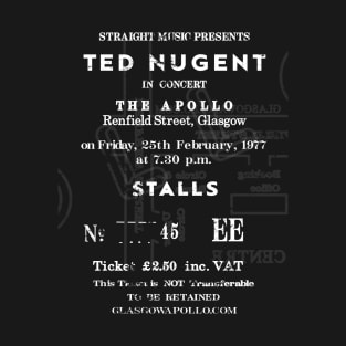 Ted Nugent Friday Feb 25th 1977 Glasgow Apollo UK Tour Ticket Repro T-Shirt