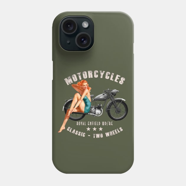 Pin up Girls Royal Enfield WDRE Vintage Motorcycle WW2 Phone Case by Jose Luiz Filho