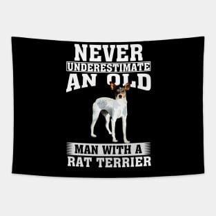 Never Underestimate an Old Man with Rat Terrier Tapestry