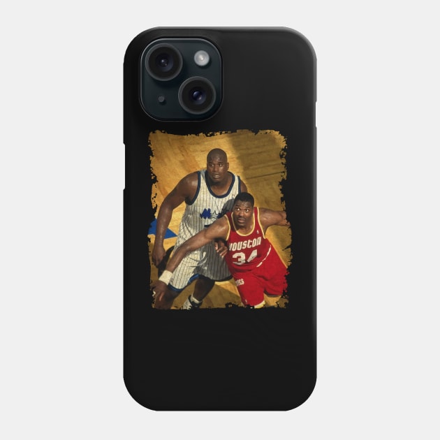 Hakeem Olajuwon vs Shaquille O'Neal in The 1995 NBA Finals Phone Case by Omeshshopart