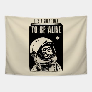 Monkey Astronaut Typography Funny Design Tapestry