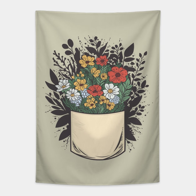 Flowers in the pocket Tapestry by ananastya