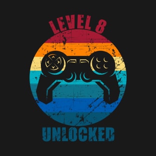 Level 8 Unlocked 8th Birthday 8 Year Old Gift T-Shirt