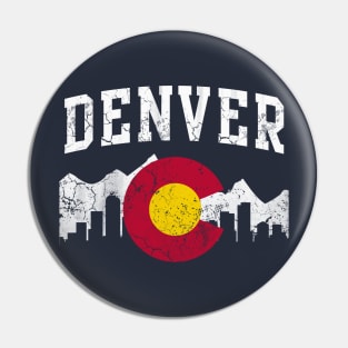 Denver Colorado Flag Skyline Pin