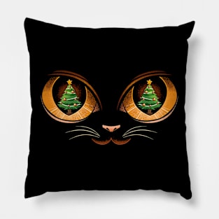 Christmas Tree in Cat Eyes Pillow