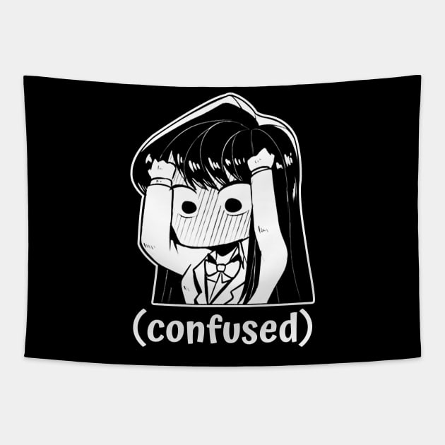 Funny Manga Meme Confused Chibi Girl Tapestry by designsenpai