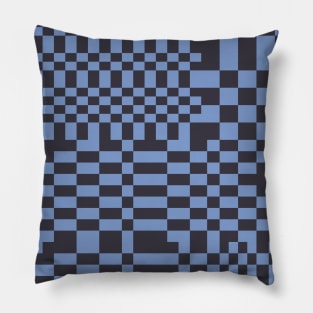 Checkerboard Pattern - Black Blue 2 Pillow