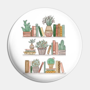 Books and Potted Plants Pin