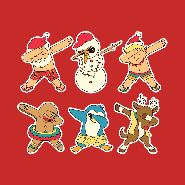 Cute Dabbing Christmas Characters // Dabbing Santa, Snowman, Rudolph, Elf and more by SLAG_Creative