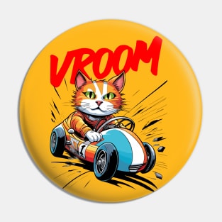 cute cat in racing car Pin