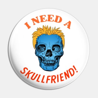 SKULLFRIEND -2- Skull with Yellow Hair | Dead Horror | Happy Halloween | Funny Halloween | Halloween Costume Pin