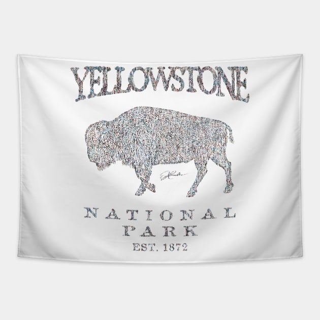 Yellowstone National Park Walking Bison Tapestry by jcombs