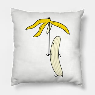 Funny banana with a parasol Pillow