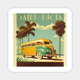 Saint Lucia Vintage Travel Art Poster Magnet