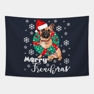 Merry Frenchmas Funny French Bulldog Christmas Frenchi Dogmas Tapestry