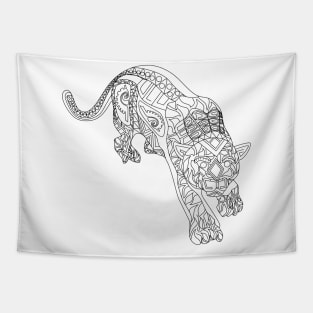 tora the tiger in ecopop totonac pattern art in line tattoo design Tapestry