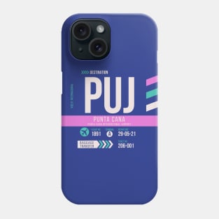 Punta Cana (PUJ) Airport Code Baggage Tag Phone Case