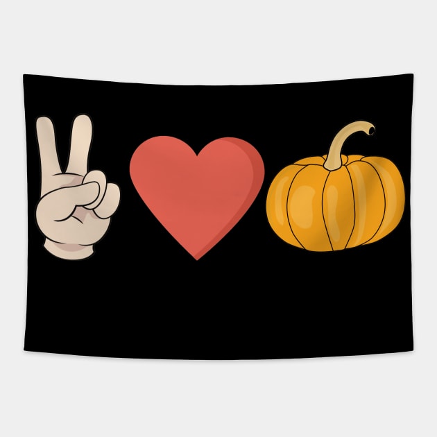 Peace Love Pumpkin Autumn Fall Design Tapestry by Up 4 Tee