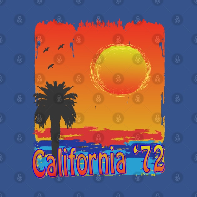 California 72 Retro 70's style 50th anniversary by Surfer Dave Designs