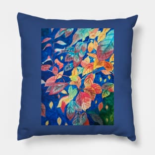 Autumn leaves watercolor painting Pillow