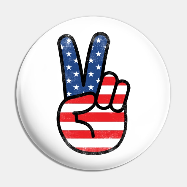 American Flag Peace Sign Hand Shirt 4th Of July Gift Pin by vpgdesigns