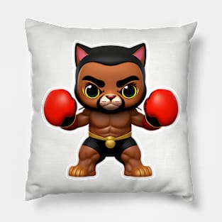 Cat boxer in red gloves Pillow