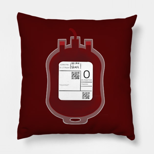 O+ Blood Bags Pillow by SnowJade