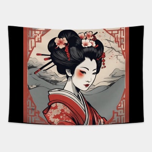 japanese style art geisha kimono portrait Tapestry